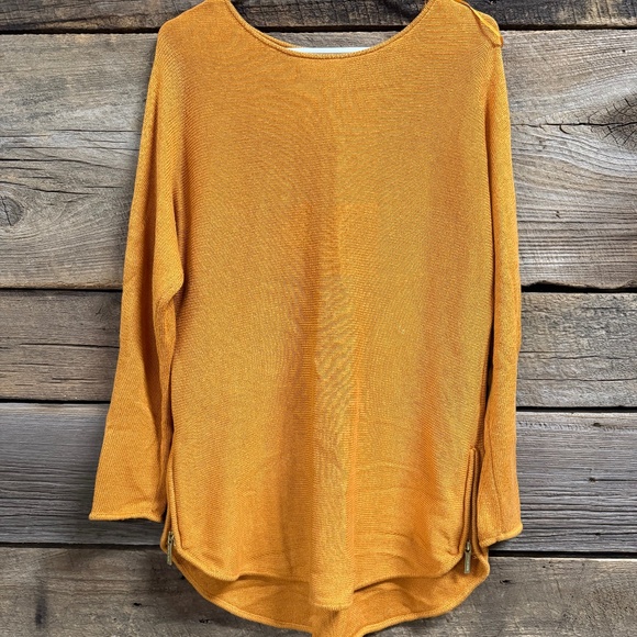 Michael Kors Tunic sweater with side zipper trim, Mustard, Medium - Picture 1 of 5